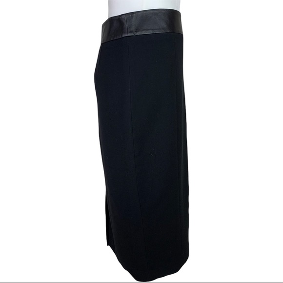 Cassis Black Leather Trim Pencil Skirt Size 10 NWT - Picture 3 of 11